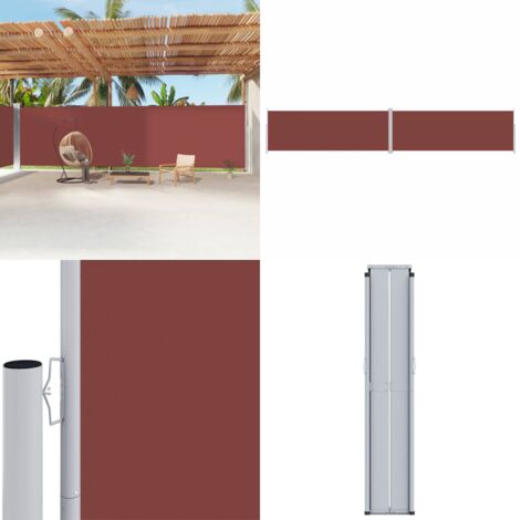 Tenda da Sole Laterale Retrattile Marrone 220x1200 cm - Tenda da sole per giardino - Tenda da sole per patio
