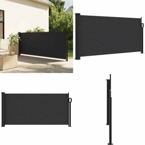 Tenda da Sole Laterale Retrattile Nera 100x500 cm - Ombreggiatura da giardino - Tenda da sole retrattile