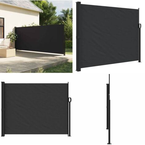 Tenda da Sole Laterale Retrattile Nera 160x600 cm - Tenda da sole retrattile - Ombreggiatura esterna