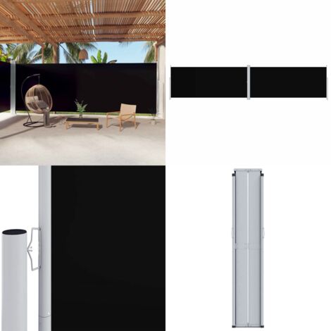 Tenda da Sole Laterale Retrattile Nera 220x1000 cm - Tenda da sole per giardino - Tenda da sole retrattile