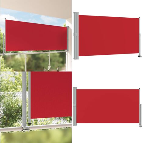 Tenda da Sole Laterale Retrattile per Patio 140x300 cm Rossa - Tenda da balcone - Tenda da patio