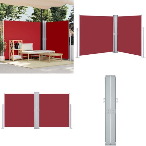 Tenda da Sole Laterale Retrattile Rossa 160x600 cm - Tenda da sole per giardino - Tenda per privacy