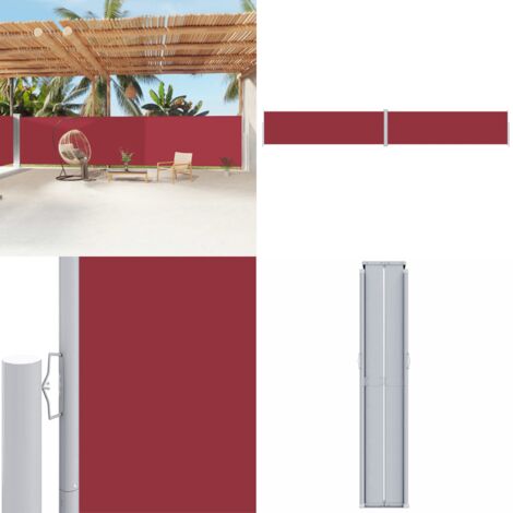 Tenda da Sole Laterale Retrattile Rossa 180x1200 cm - Tenda da sole per giardino - Tenda per privacy