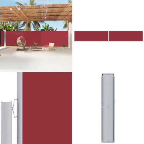 Tenda da Sole Laterale Retrattile Rossa 200x1200 cm - Tenda da sole per giardino - Tenda da sole per patio