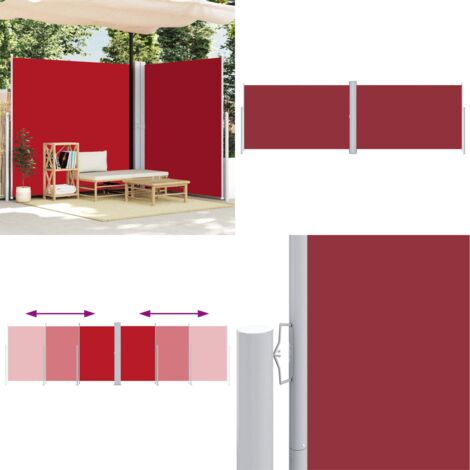 Tenda da Sole Laterale Retrattile Rossa 220x600 cm - Tenda da sole per giardino - Tenda da sole per patio