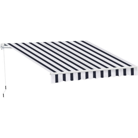 Tenda da sole manuale a braccio retrattile 2,5x2 m in alluminio e poliestere blu e bianco