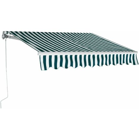 Tenda da Sole Manuale Avvolgibile, Tettuccio Parasolo Ideale per Giardino e Balcone, Misura 250 x 200-300 cm (Verde-Bianco, 250 x 200cm)