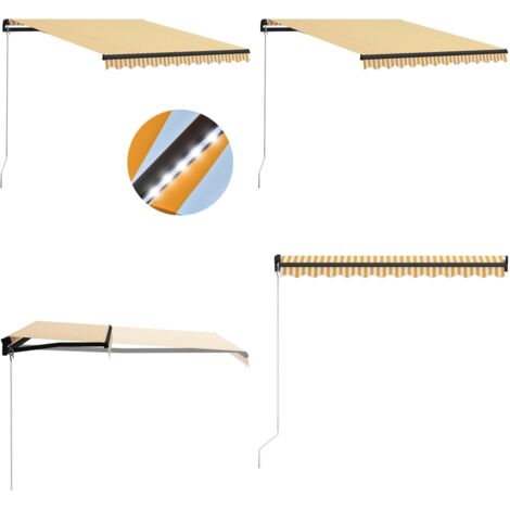 Tenda da Sole Manuale con LED 300x250 cm Gialla e Bianca - Ombreggiatura - Protezione solare