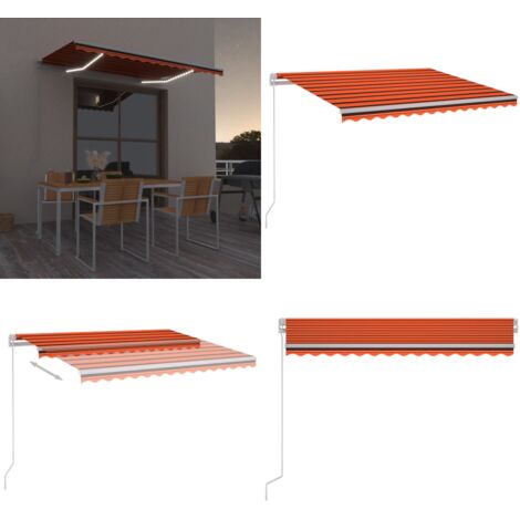 Tenda da Sole Manuale con LED 300x250cm Arancione e Marrone - Tenda da sole manuale - Tenda da sole con LED