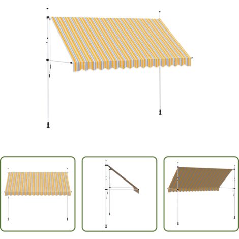 Tenda da sole manuale -  Tenda da Sole Retrattile Manuale 350 cm a Strisce Blu e Gialle