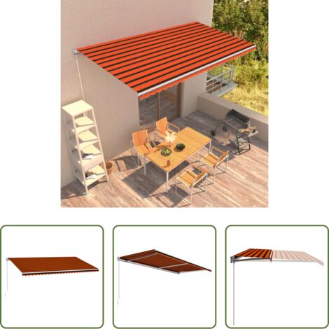 Tenda da sole manuale -  Tenda da Sole Retrattile Manuale 600x300 cm Arancione e Marrone