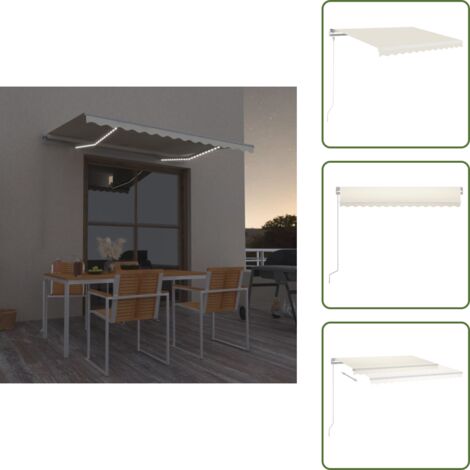 Tenda da sole manuale - vidaXL Tenda da Sole Retrattile Manuale con LED 350x250 cm Crema - Tenda da sole con luci LED