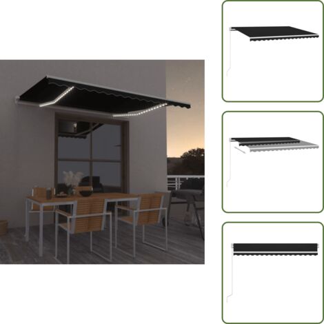 Tenda da sole manuale - vidaXL Tenda da Sole Retrattile Manuale LED 450x350 cm Antracite - Tenda da sole antracite