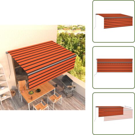 Tenda da sole manuale - vidaXL Tenda Sole Retrattile Manuale Parasole 4x3m Arancione e Marrone - Tenda da sole arancione