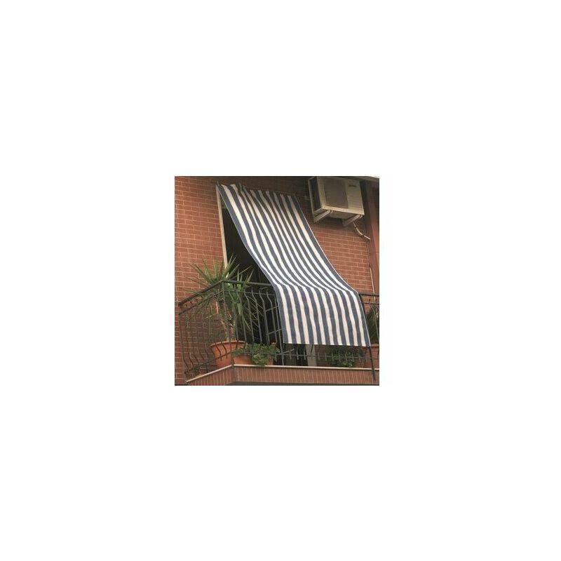 Tenda da sole in tessuto 140 x h 240 cm righe bianco blu kit x esterno balcone