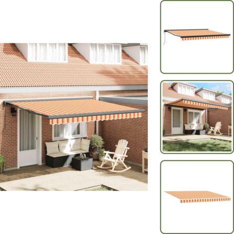 Tenda da sole motorizzata - vidaXL Tenda Retrattile Gialla e Bianca 4,5x3 m in Tessuto e Alluminio - Tenda da balcone