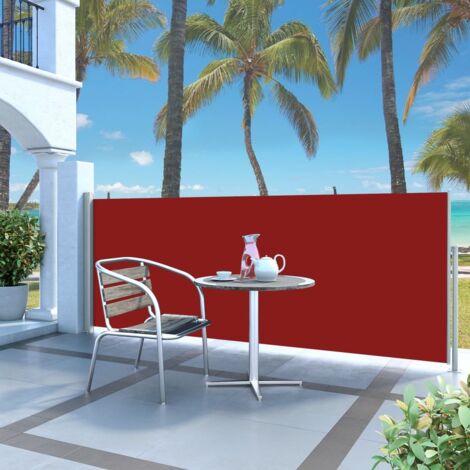Tenda da sole parasole laterale retrattile per patio giardino terrazza balcone schermo di protezione visiva 120 x 300 cm rosso 020007086
