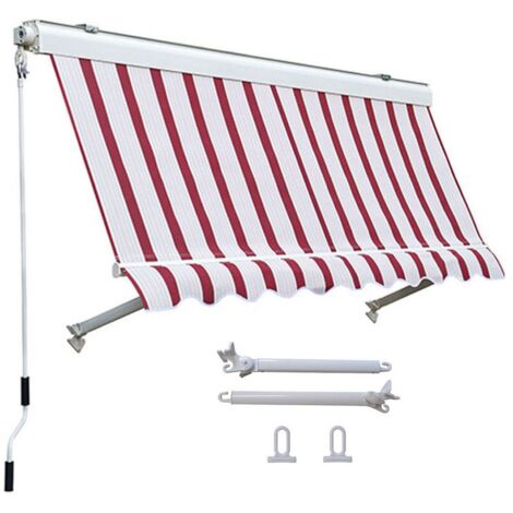 Tenda da Sole per Balcone a Caduta Cassonata Sangiorgio - Formato: 4 x 3 m - Colore: Rigato Bordeaux/Crema