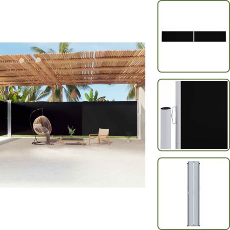 Tenda da sole per balcone - vidaXL Tenda da Sole Laterale Retrattile Nera 220x1200 cm - Tenda da sole retrattile