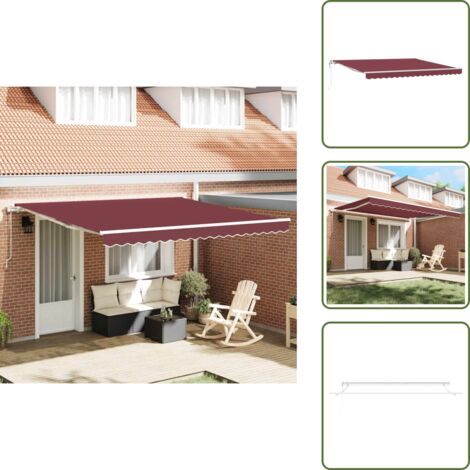 Tenda da sole per balcone - vidaXL Tenda da Sole Retrattile Automatica Bordò 400x300 cm - Tenda da sole per patio