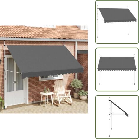 Tenda da sole per balcone - vidaXL Tenda da Sole Retrattile Manuale 350 cm Antracite - Tenda da sole per terrazza