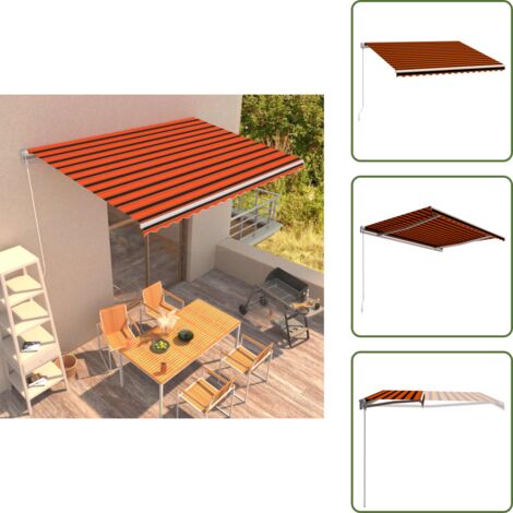 Tenda da sole per balcone - vidaXL Tenda da Sole Retrattile Manuale 450x300 cm Arancione e Marrone - Tenda da sole per terrazza