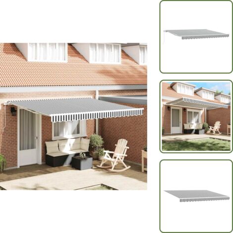 Tenda da sole per balcone - vidaXL Tenda da Sole Retrattile Manuale Antracite e Bianco 400x300 cm - Tenda da sole per patio