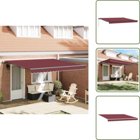 Tenda da sole per balcone - vidaXL Tenda da Sole Retrattile Manuale Bordò 400x300 cm - Tenda da sole per patio