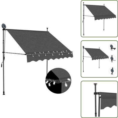 Tenda da sole per balcone - vidaXL Tenda da Sole Retrattile Manuale con LED 200 cm Antracite - Tenda da sole per terrazzo