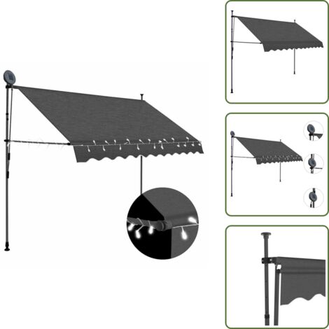 Tenda da sole per balcone - vidaXL Tenda da Sole Retrattile Manuale con LED 250 cm Antracite - Tenda da sole per terrazzo