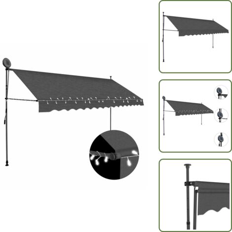 Tenda da sole per balcone - vidaXL Tenda da Sole Retrattile Manuale con LED 400 cm Antracite - Tenda da sole per terrazzo