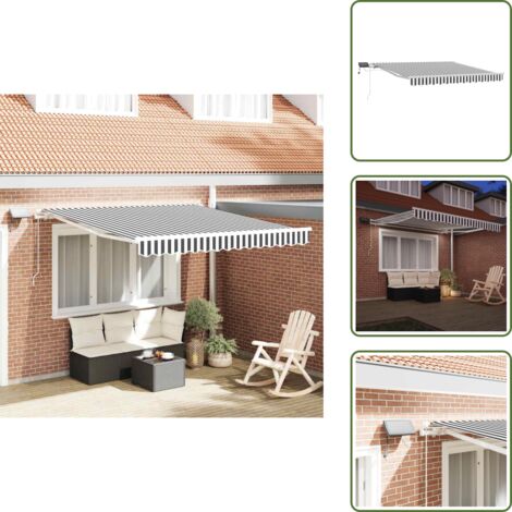Tenda da sole per balcone - vidaXL Tenda da Sole Retrattile Manuale con LED Antracite e Bianco - Tenda da sole per patio