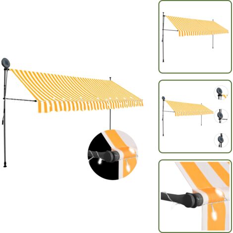 Tenda da sole per balcone - vidaXL Tenda da Sole Retrattile Manuale LED 400 cm Bianca e Arancione - Tenda da sole per terrazzo