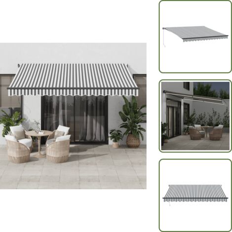 Tenda da sole per balcone - vidaXL Tenda Retrattile Manuale con LED Antracite e Bianco 400x350 cm - Tenda da sole per patio