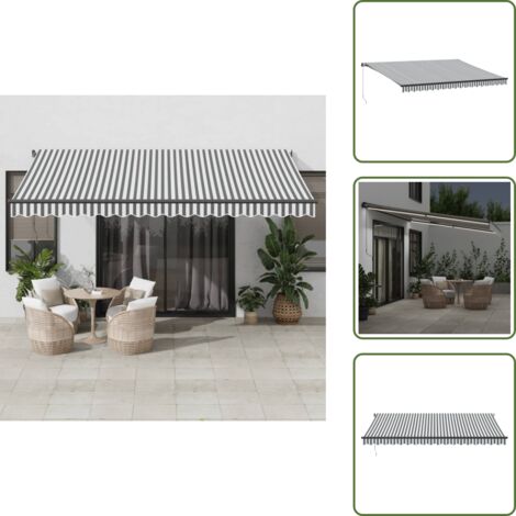 Tenda da sole per balcone - vidaXL Tenda Retrattile Manuale con LED Antracite e Bianco 450x350 cm - Tenda da sole per patio