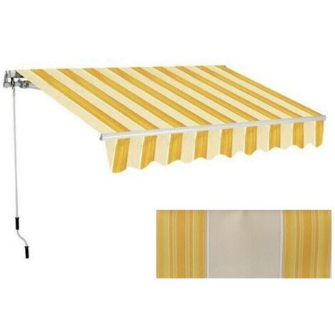 Tenda da Sole per Esterno Balcone 400x300 Avvolgibile Righe Gialla