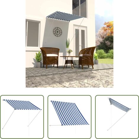 Tenda da sole per finestra -  Tenda da Sole Retrattile 100x150 cm Blu e Bianco