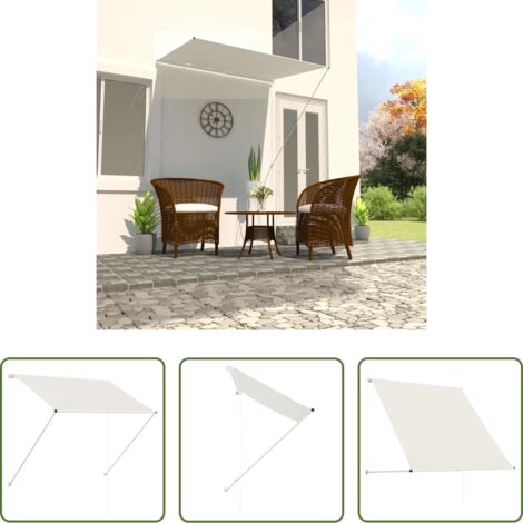 Tenda da sole per finestra -  Tenda da Sole Retrattile 150x150 cm Crema