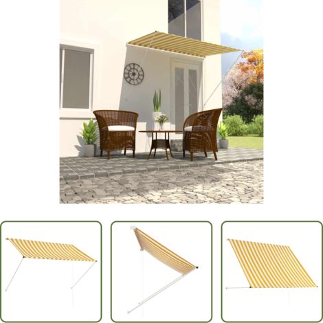 Tenda da sole per finestra -  Tenda da Sole Retrattile 200x150 cm Giallo e Bianco