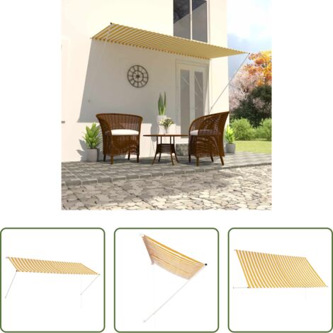 Tenda da sole per finestra -  Tenda da Sole Retrattile 300x150 cm Giallo e Bianco