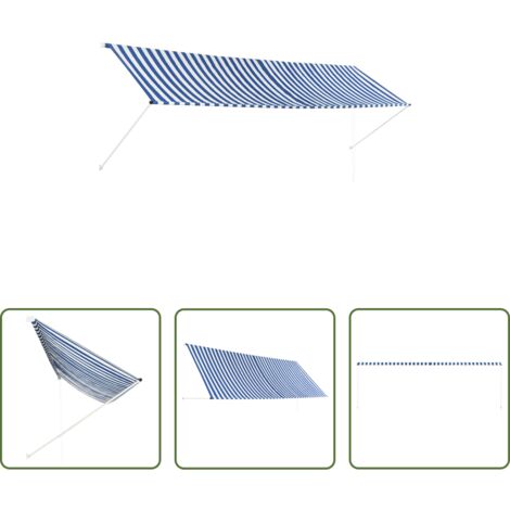 Tenda da sole per finestra -  Tenda da Sole Retrattile 400x150 cm Blu e Bianco
