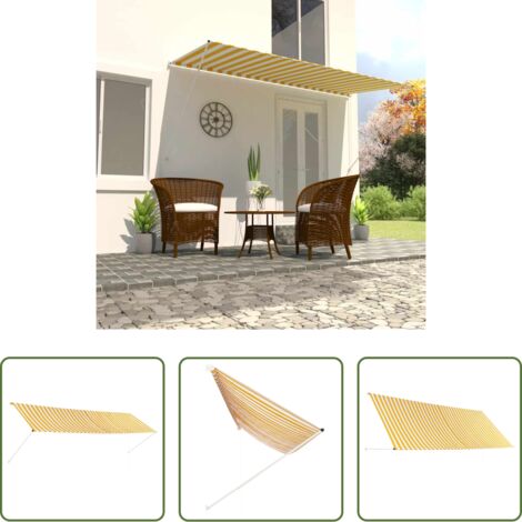 Tenda da sole per finestra -  Tenda da Sole Retrattile 400x150 cm Giallo e Bianco