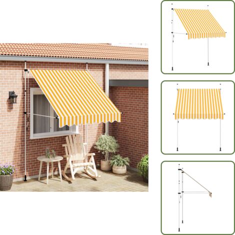 Tenda da sole per finestra - vidaXL Tenda da Sole Retrattile Manuale 200cm Strisce Arancione Bianco - Tenda da sole per balcone