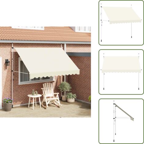 Tenda da sole per finestra - vidaXL Tenda da Sole Retrattile Manuale 300 cm Crema - Tenda da sole per balcone