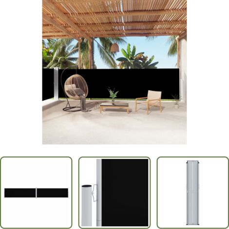 Tenda da sole per giardino -  Tenda da Sole Laterale Retrattile Nera 160x1000 cm