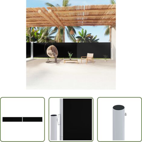 Tenda da sole per giardino -  Tenda da Sole Laterale Retrattile Nera 160x1200 cm