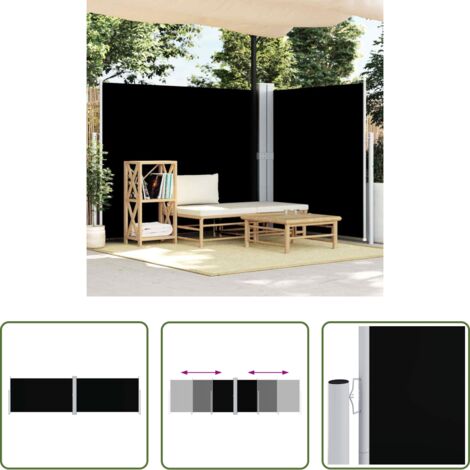 Tenda da sole per giardino -  Tenda da Sole Laterale Retrattile Nera 180x600 cm