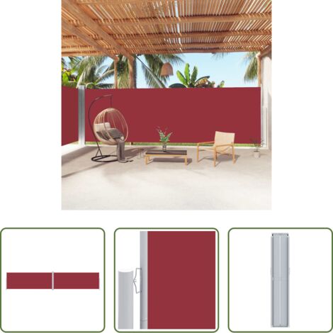 Tenda da sole per giardino -  Tenda da Sole Laterale Retrattile Rossa 200x1000 cm