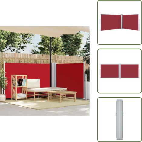 Tenda da sole per patio - vidaXL Tenda da Sole Laterale Retrattile Rossa 120x1000 cm - Tenda da sole per balcone