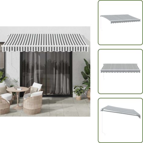 Tenda da sole per patio - vidaXL Tenda da Sole Retrattile Manuale Antracite e Bianco 350x250 cm - Tenda da sole per balcone